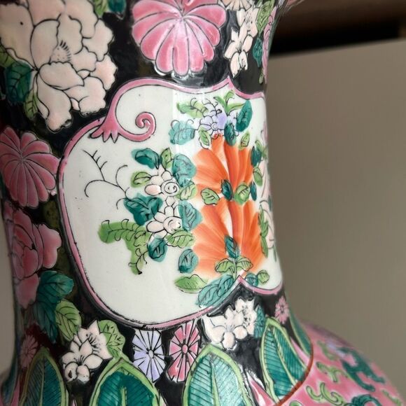 Antique 24" Chinese Famille Rose Large Porcelain Vase 24" Tall - Picture 14 of 16